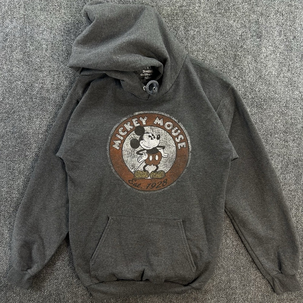 Disneyland Walt Disney World Hanes Mickey Mouse Hoodie Sweatshirt Small Gray